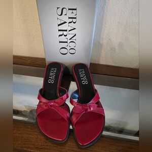 Franco Sarto red leather kitten heels